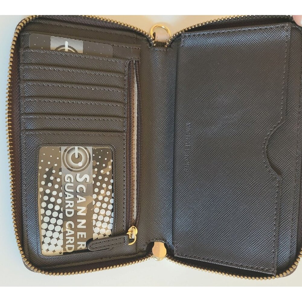 Michael Kors Jet Set Travel Continental Wallet Brown & Gold Zipper All Around - Picture 4 of 10